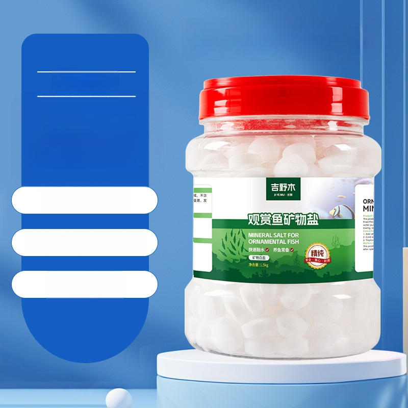 Minerálna soľ pre okrasné ryby — plastový materiál; značka Kiyono wood; hmotnosť 1000 g / 1500 g / 2500 g; vybavenie akvária