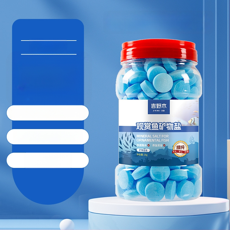 Minerálna soľ pre okrasné ryby — plastový materiál; značka Kiyono wood; hmotnosť 1000 g / 1500 g / 2500 g; vybavenie akvária