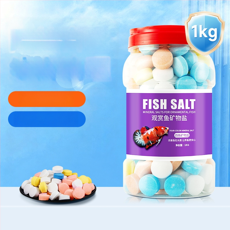 Minerálna soľ pre okrasné ryby — plastový materiál; značka Kiyono wood; hmotnosť 1000 g / 1500 g / 2500 g; vybavenie akvária