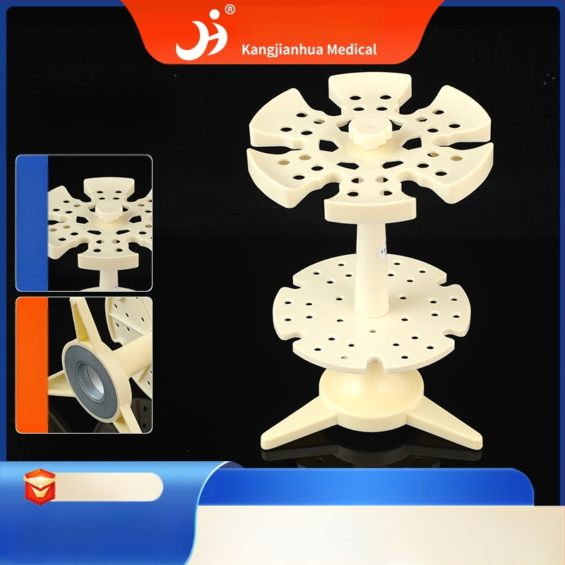 Kruhový stojan na prenos tekutín s graduovanými držiakmi pipiet, 6 ks, skladateľný, otočný