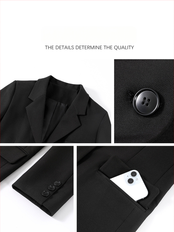 Blazer - Kórejský štýl, voľný strih, midi dĺžka, sakový golier, polyester-spandex zmes