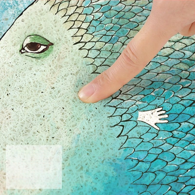 Plastová štvorcová rohož do kúpeľne s rastlinným kvetinovým vzorom, prateľná (Materiál: plast; Tvar: štvorcový; Vzor: rastlinný kvetinový; Čistenie: prateľné; Priestor: kúpeľňa)