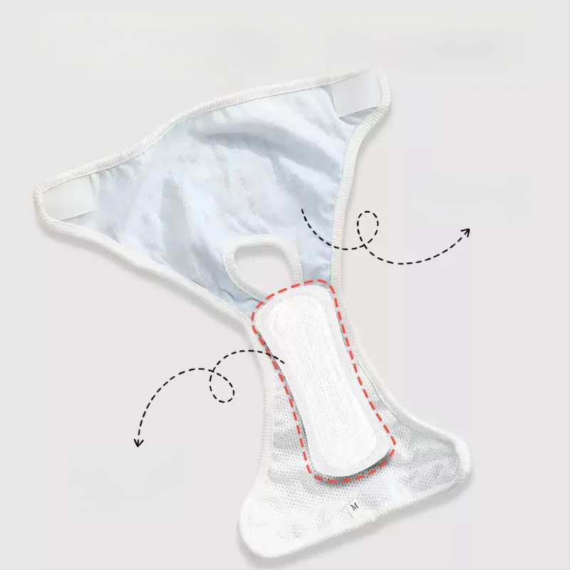 Nohavice pre psy počas obdobia – polyester, kreslený štýl, vyrobené v Číne, nie sú dovážané