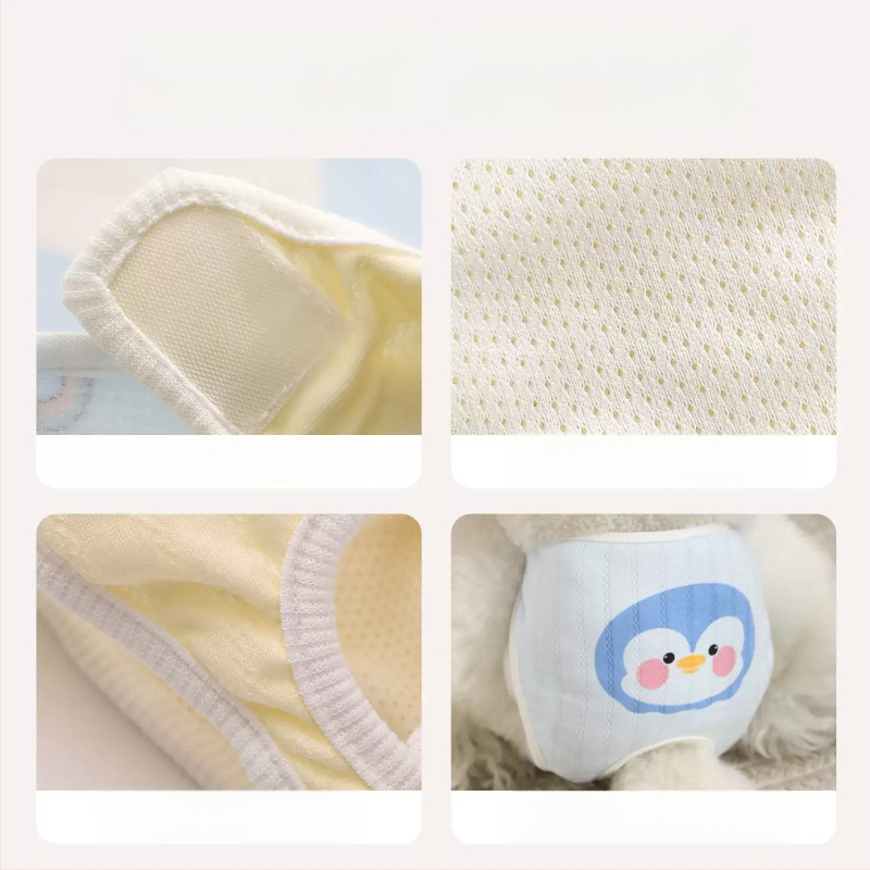 Nohavice pre psy počas obdobia – polyester, kreslený štýl, vyrobené v Číne, nie sú dovážané