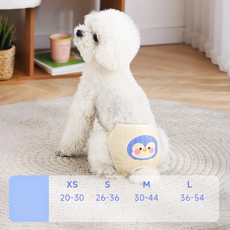 Nohavice pre psy počas obdobia – polyester, kreslený štýl, vyrobené v Číne, nie sú dovážané