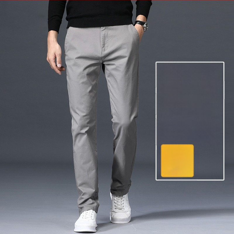 Pánske nohavice s rovným strihom, 97,8% bavlna, stredná výška pása, kórejský štýl, zips