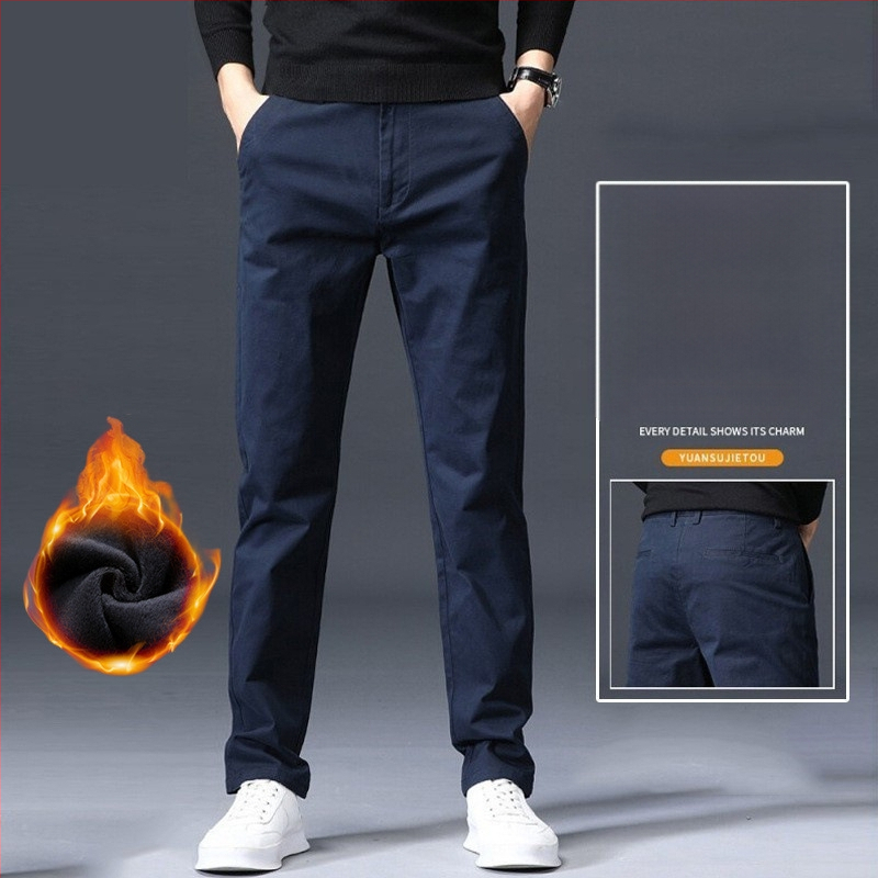 Pánske nohavice s rovným strihom, 97,8% bavlna, stredná výška pása, kórejský štýl, zips