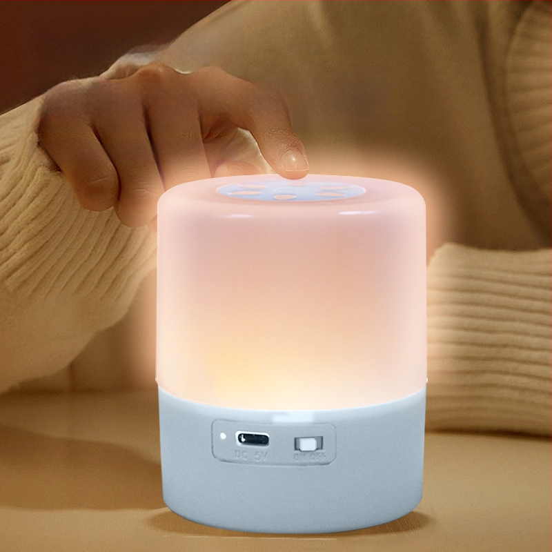 Nabíjateľná stolná nočná lampička s dotykovým vypínačom, geometrické plastové tienidlo, ambientné osvetlenie