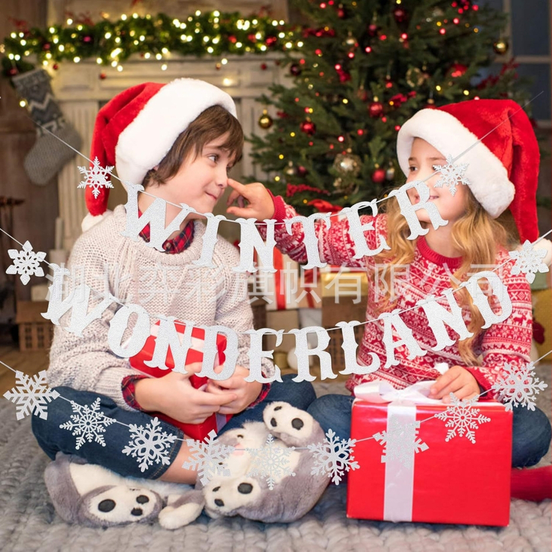 Banner pre vianočnú dekoráciu – zimný motív so snehovými vločkami, určené na vnútorné použitie (Značka: yicai; Kód produktu: yicai789; Materiál: papier; Štýl: 29589964203; Vhodný sviatok: Vianoce)