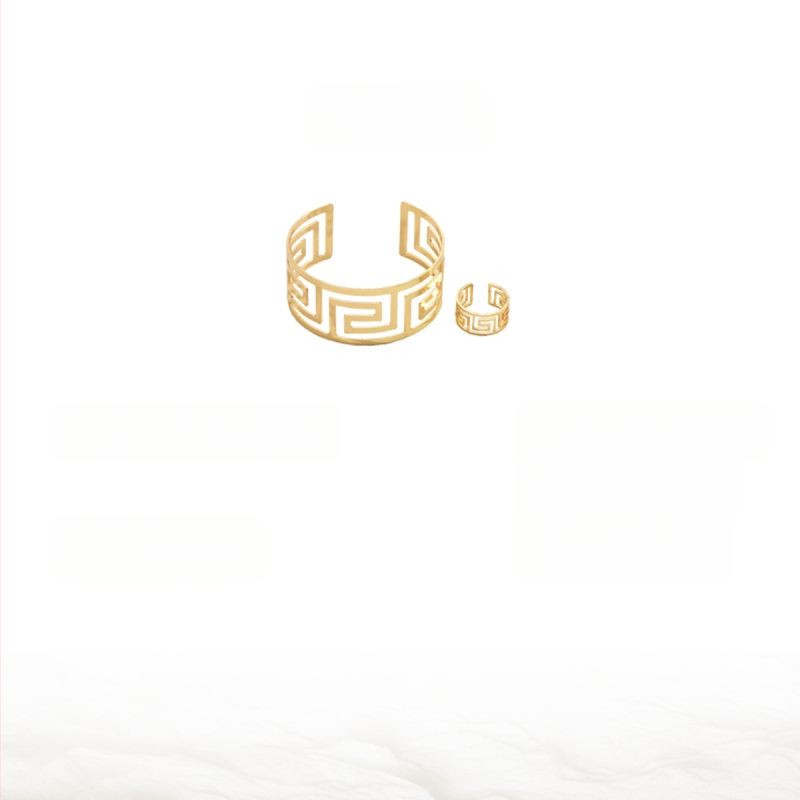 Dámsky set náramok a prsteňa s geometrickým dizajnom, zinková zliatina, pravidelný reťaz, značka Basha