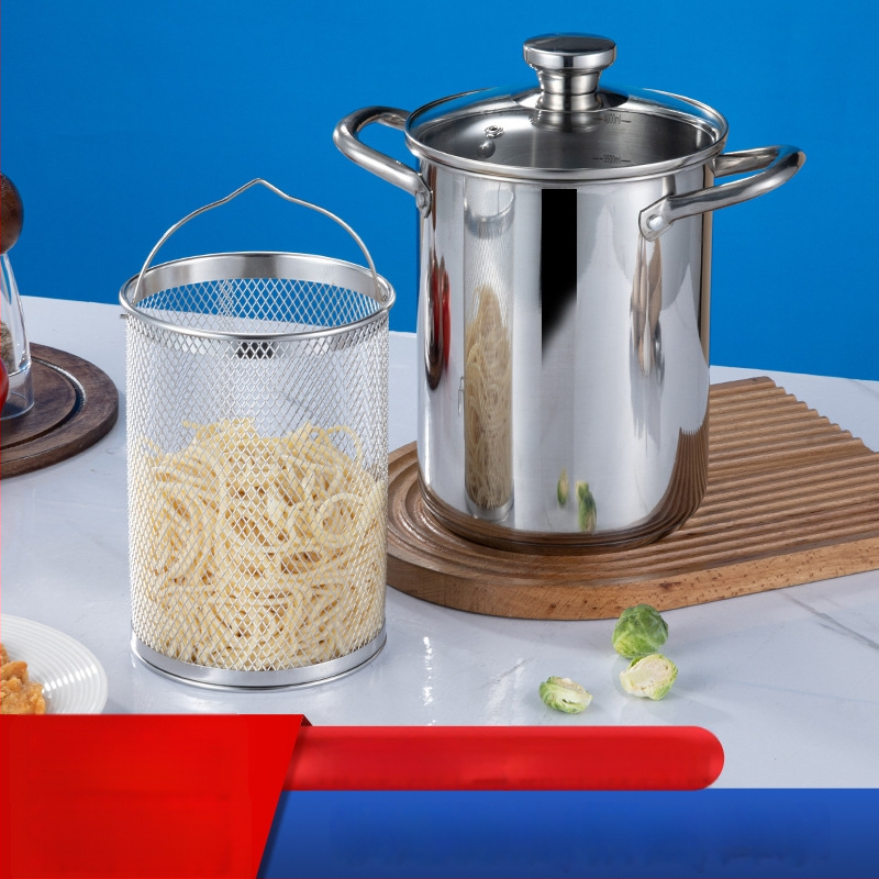 Hlboký hrniec z nehrdzavejúcej ocele 304, zložený dno, multifunkčný kuchynský hrniec na bežnú platňu