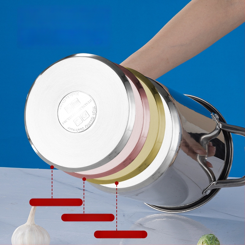 Hlboký hrniec z nehrdzavejúcej ocele 304, zložený dno, multifunkčný kuchynský hrniec na bežnú platňu