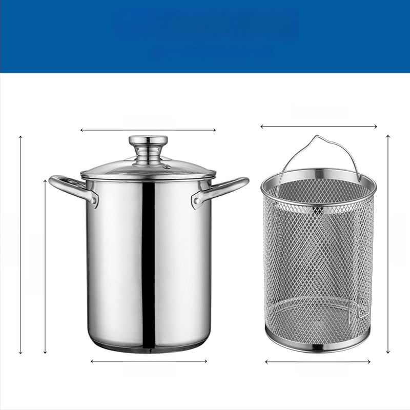 Hlboký hrniec z nehrdzavejúcej ocele 304, zložený dno, multifunkčný kuchynský hrniec na bežnú platňu