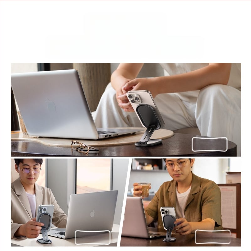 Stolný držiak na telefón s magnetickým skladaním, prenosný, proti otrasom (zliatina)