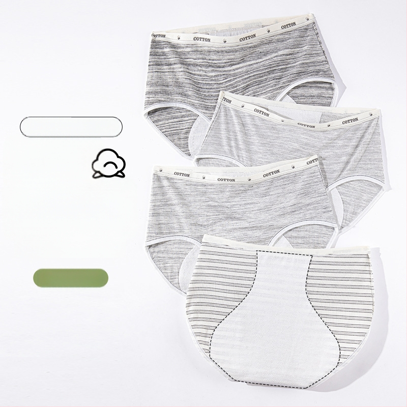Antibakteriálne hygienické nohavičky pre ženy so strednou výškou pásu, hlavný materiál 80% viskóza v syntetickej zmesi, vnútorná vložka 100% bavlna, pruhovaný vzor, fyziologické použitie, pre tínedžerky