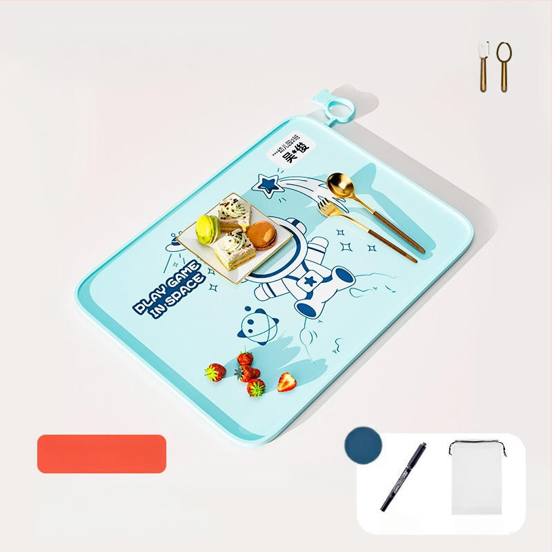 Silikónová podložka na stolovanie pre prvákov, karikatúrny vzor, vodotesná a odolná voči tukom, potravinárska kvalita