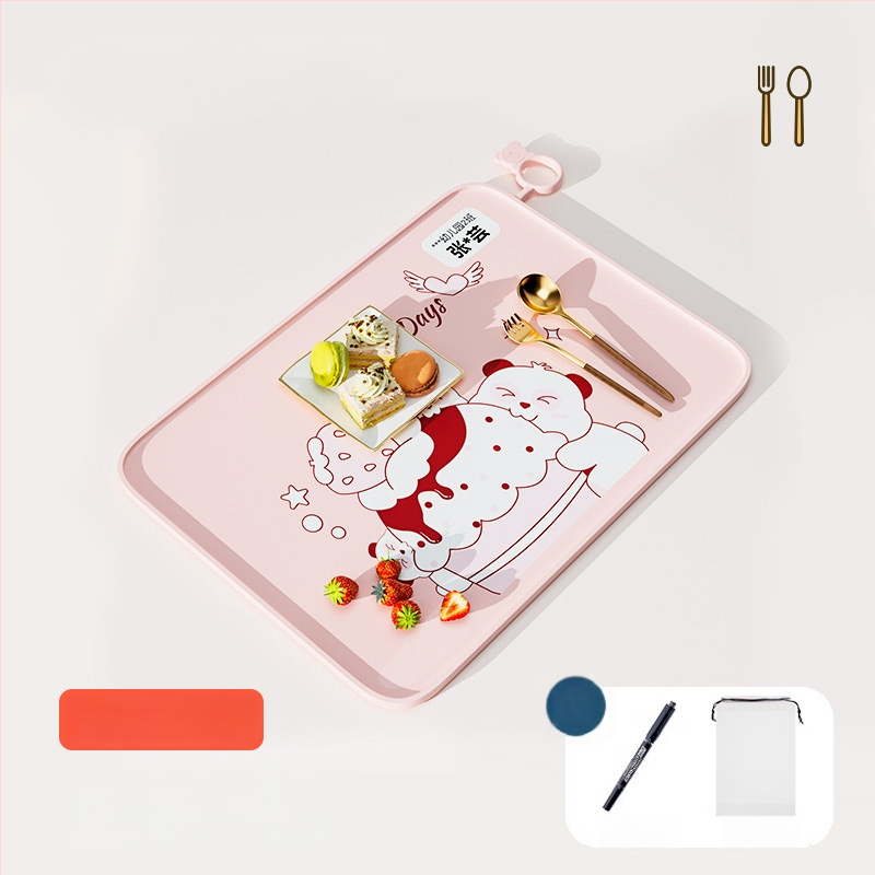 Silikónová podložka na stolovanie pre prvákov, karikatúrny vzor, vodotesná a odolná voči tukom, potravinárska kvalita