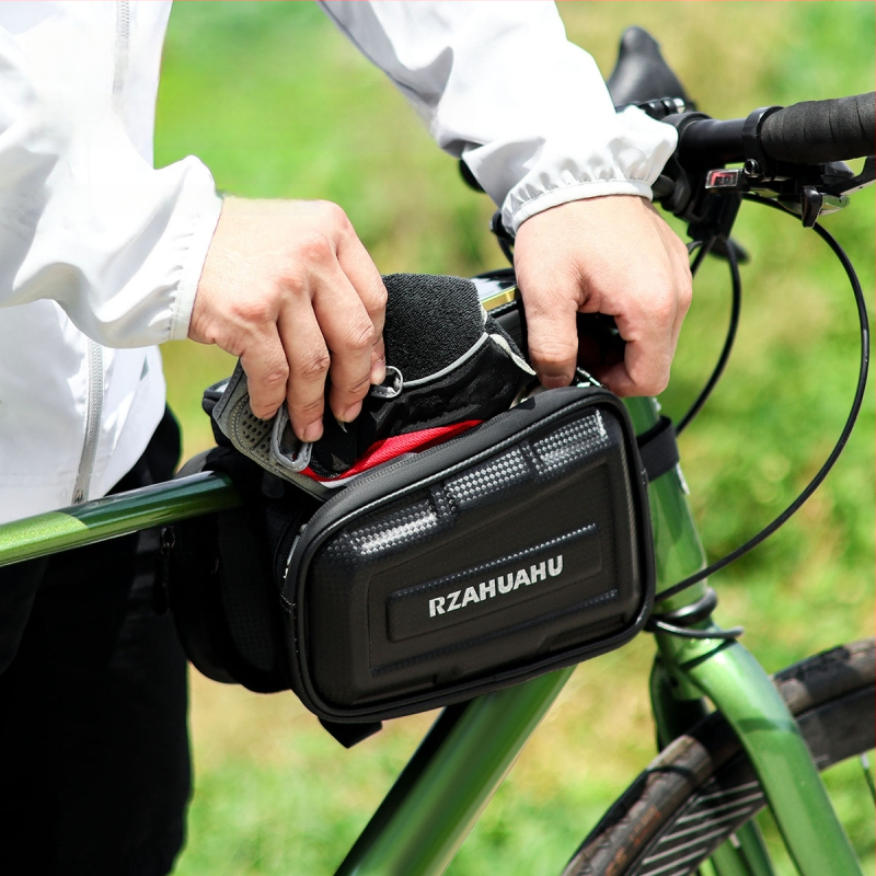 RZAHUAHU 489-2 Cyklistická taška, pevný obal, dvojitý priestor na prednom ráme a hornej trubke, skladovanie, polyester