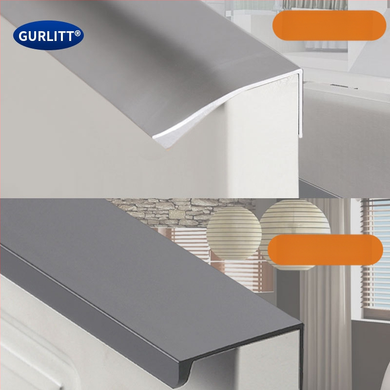 Bezvŕtová neviditeľná hliníková rukoväť na zásuvky, skrinky na topánky a šatníky — hliníková zliatina, elektroplátovanie, moderný minimalistický štýl