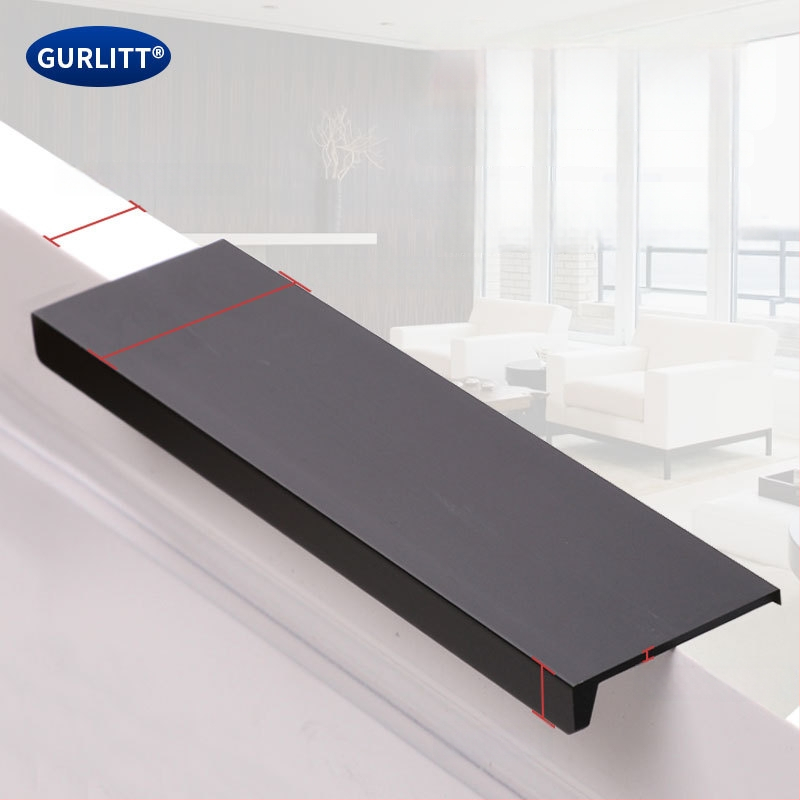 Bezvŕtová neviditeľná hliníková rukoväť na zásuvky, skrinky na topánky a šatníky — hliníková zliatina, elektroplátovanie, moderný minimalistický štýl