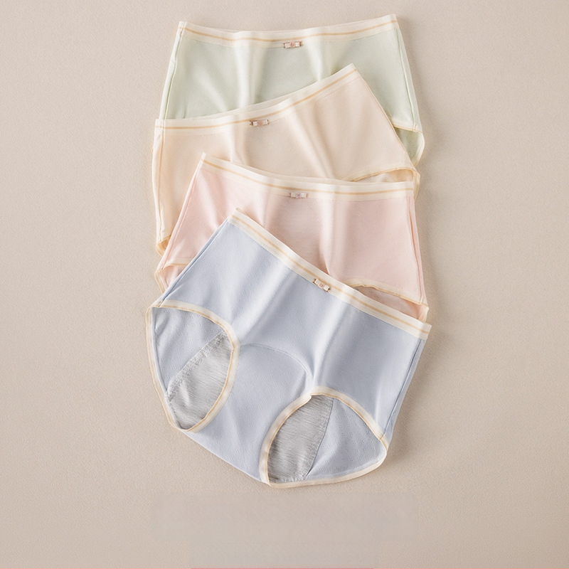 Bavlnené dámske menštruačné nohavičky, priedušné, ochrana proti úniku, stredne vysoký pás, trojuholníkový strih