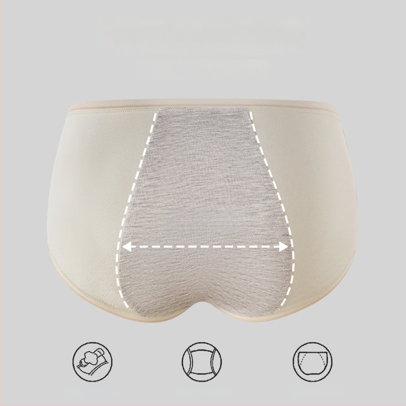 Bavlnené dámske menštruačné nohavičky, priedušné, ochrana proti úniku, stredne vysoký pás, trojuholníkový strih