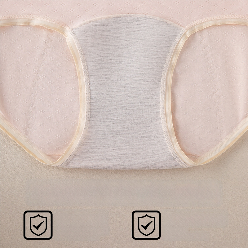 Bavlnené dámske menštruačné nohavičky, priedušné, ochrana proti úniku, stredne vysoký pás, trojuholníkový strih