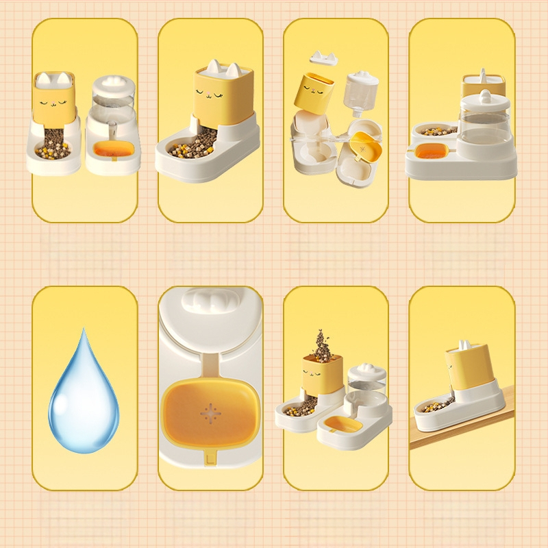 Automatický dávkovač vody pre mačky s dvoma misami v tvare mačacích uší • Materiál: PP • Značka: Meow and • Komplet: Áno • Určené pre: Mačka