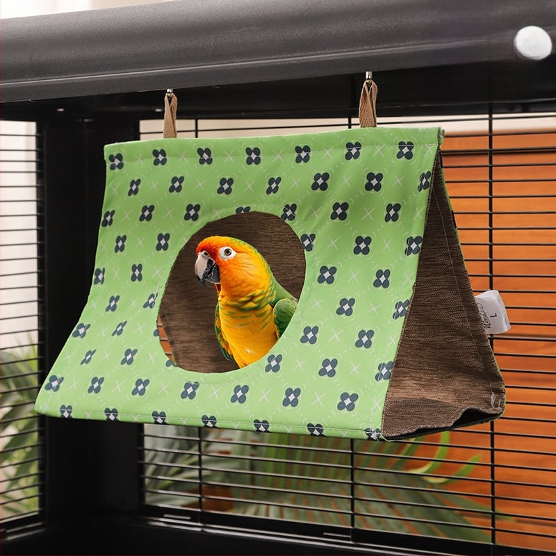 Textilné visiace trojuholníkové hniezdo pre vtáky – priedušné zimné spacie hniezdo pre malé vtáky, proti deformácii nôh