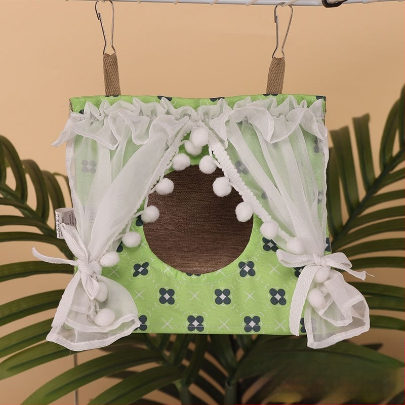 Textilné visiace trojuholníkové hniezdo pre vtáky – priedušné zimné spacie hniezdo pre malé vtáky, proti deformácii nôh