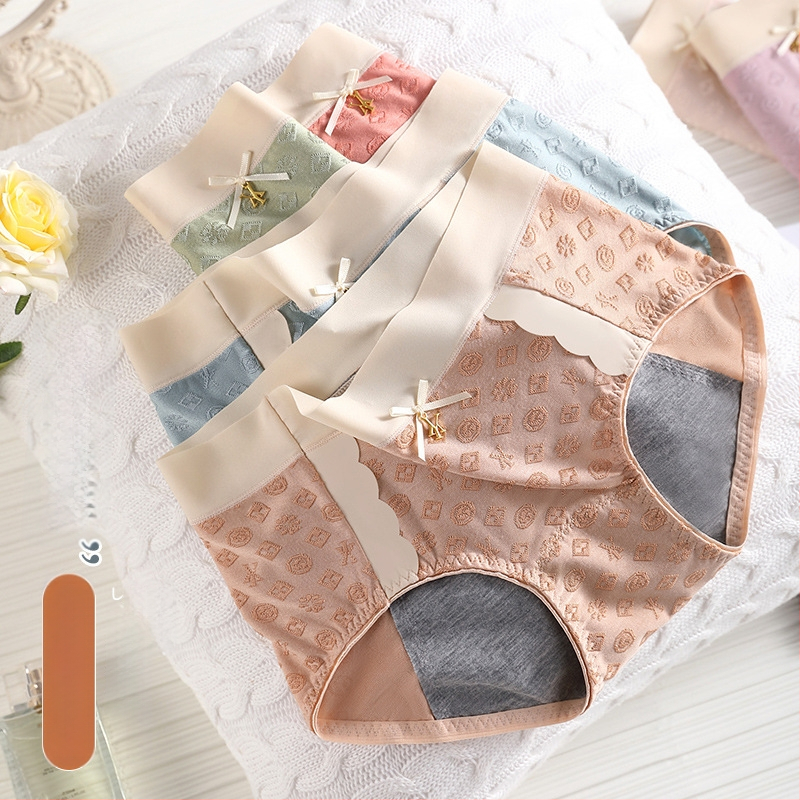 Dámske menštruačné spodné nohavičky s stredným pásom, reliéfny vzor, grafén antibakteriálna podšívka, viskózová látka.