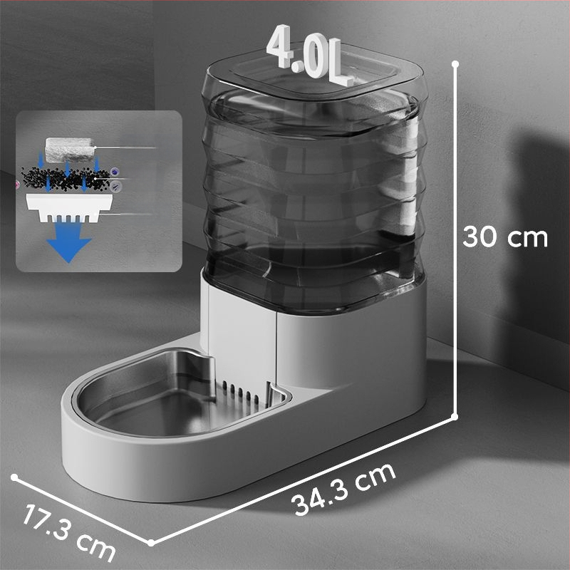 Automatický dávkovač vody pre domáce zvieratá (mačky a psy) – fontána na vodu, nezávislý dizajn, bez ovládania cez app, plneautomatické