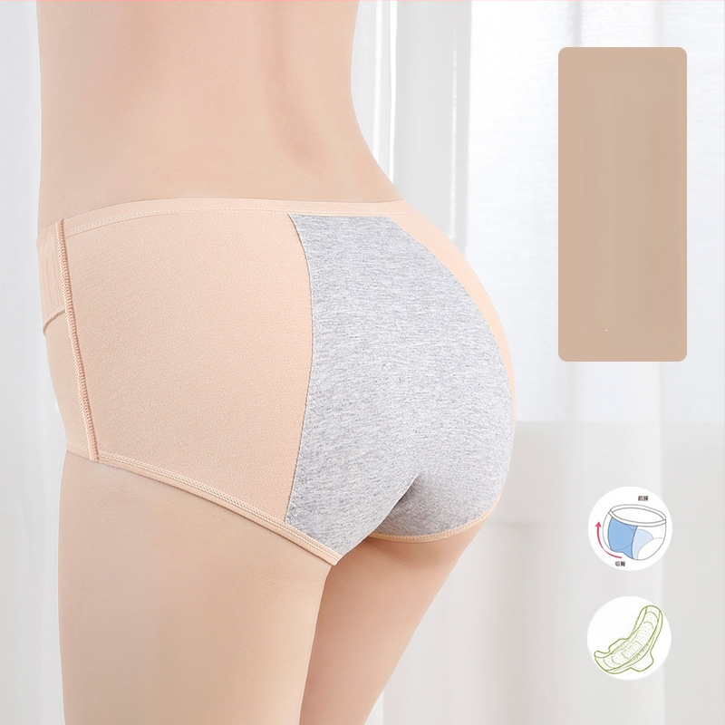 Bavlnené dámske menštruačné nohavičky s ochranou proti bočnému úniku; hlavný materiál 95% bavlna, vrchný diel 100% bavlna, rýchle sušenie, stredný pás