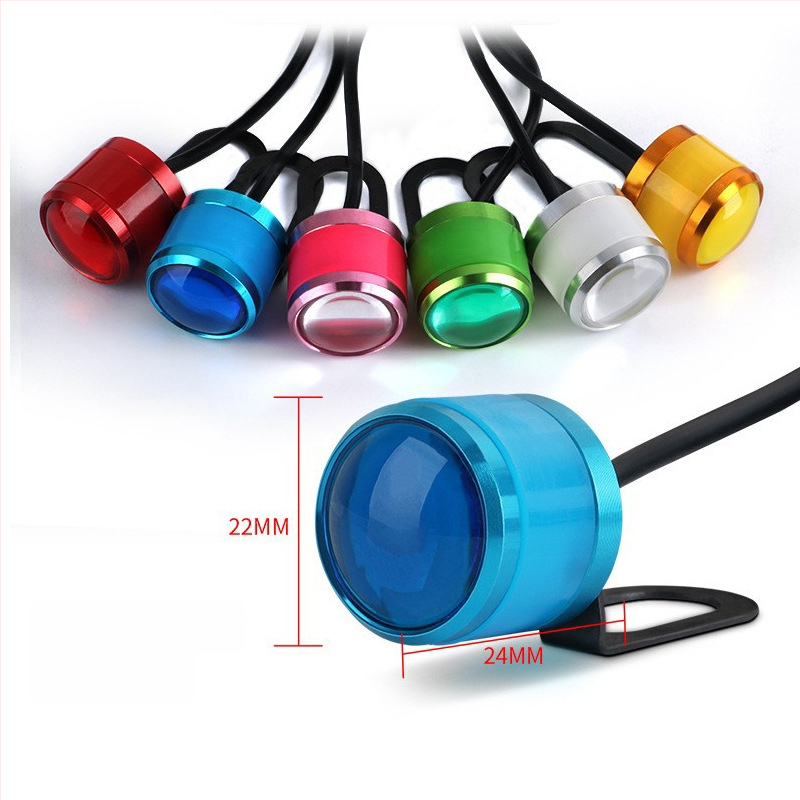 Motocyklové spätné zrkadlo s Eagle Eye LED svetlom a blikaním, 5630-3 lampa, 12V, 1.5W, SMD svetlo, 6500K, letecký hliník