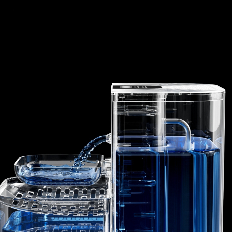 Inteligentný zásobník vody pre domáce zvieratá s konštantnou teplotou a sklopným tokom, kompatibilný s aplikáciou, odnímateľný pre psy a mačky