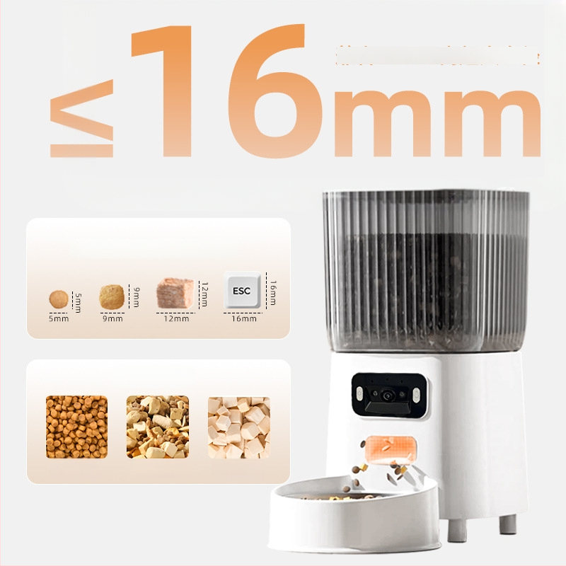 Automatický kŕmovač pre domáce zvieratá s širokouhlým videom, dvojpásmové 5G pripojenie, časovač a dávkovanie, ovládané cez aplikáciu, odnímateľný, pre psy a mačky