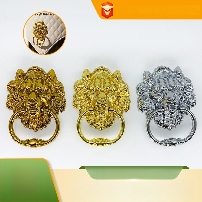 Kľučka na dvere s hlavou leva a veľkým ťahovým krúžkom — zliatina zinku, liatie pod tlakom, nový čínsky štýl, pre skrinky, zásuvky a dvere šatníkovej skrine