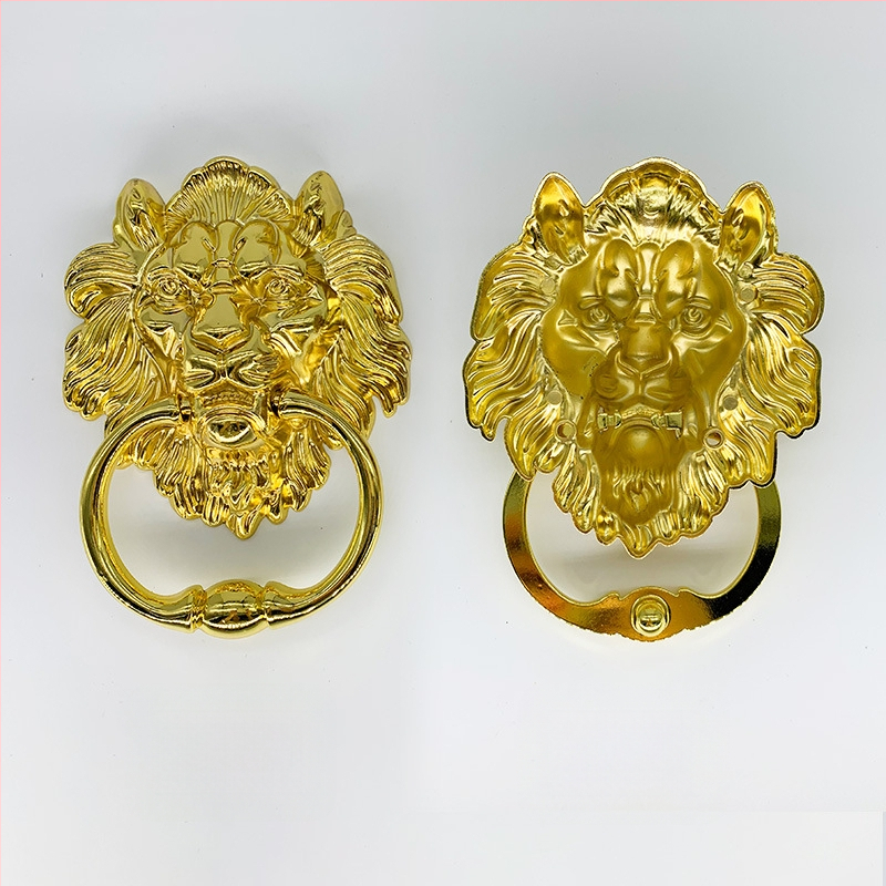 Kľučka na dvere s hlavou leva a veľkým ťahovým krúžkom — zliatina zinku, liatie pod tlakom, nový čínsky štýl, pre skrinky, zásuvky a dvere šatníkovej skrine