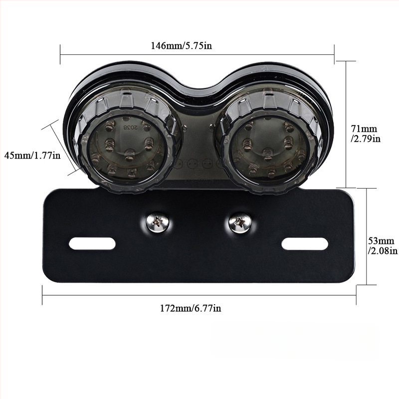 LED zadné svetlo na motocykel MOTOR071, 12V, LED zdroj, životnosť 50000h, univerzálna kompatibilita