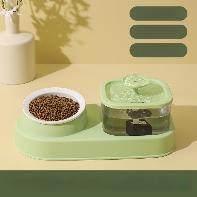 KUCHI Automatický zásobník vody pre domáce zvieratá s oddelením suchého a mokrého a miskou z nerezovej ocele