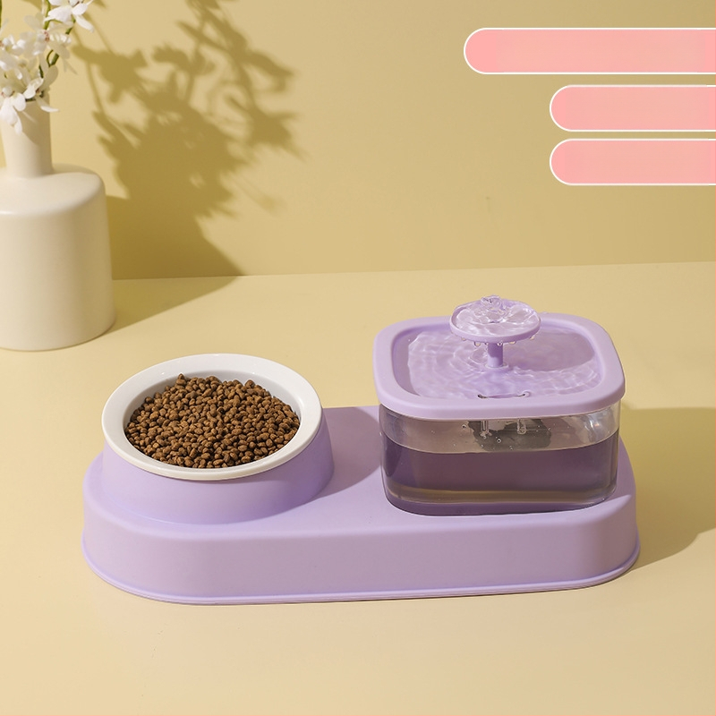 KUCHI Automatický zásobník vody pre domáce zvieratá s oddelením suchého a mokrého a miskou z nerezovej ocele