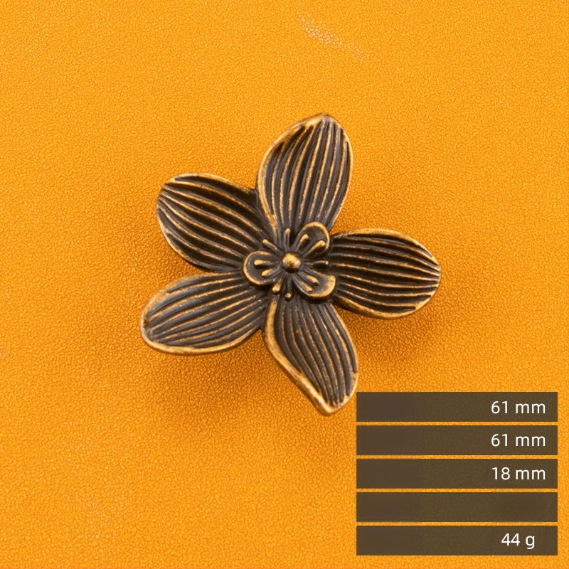 Rukoväť na skriňu v tvare lupene so samostatným otvorom, zliatina zinku, elektroplátovaná Kadillon 6149