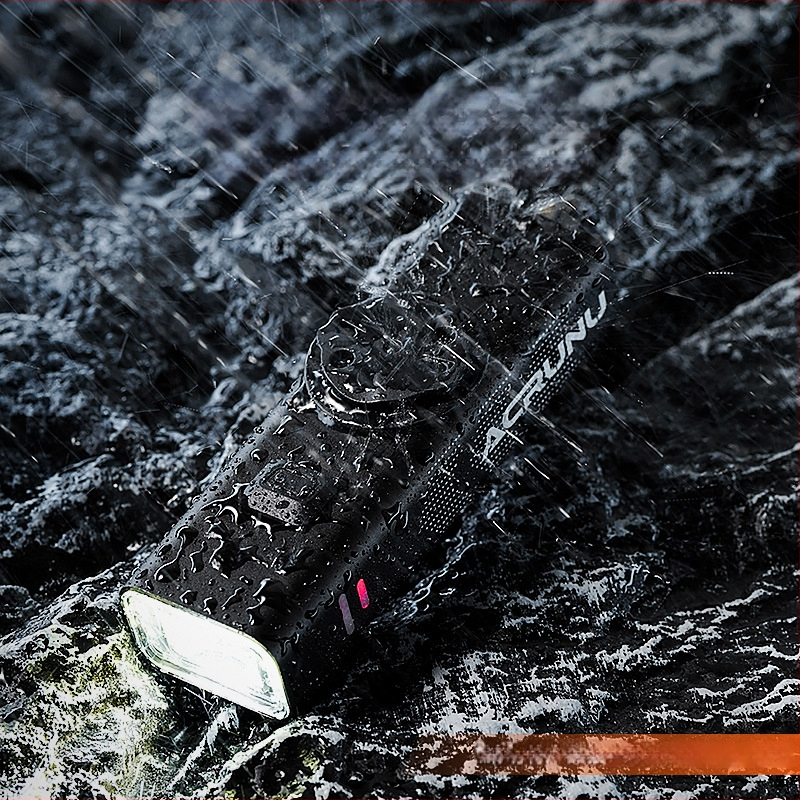 ACRUNU predné bicyklové svetlo so širokým lúčom – nepremokavé, 110 g, rozmery 10.4×3.4×2.3 cm