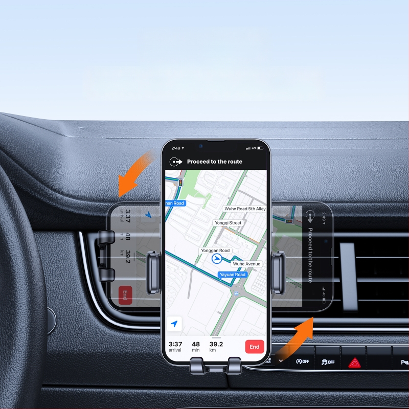 Joyroom Automašīnas tālruņa turētājs - mehānisks, pārnēsājams mini turētājs ventilācijas atverei un instrumentu panelim, ABS+PC