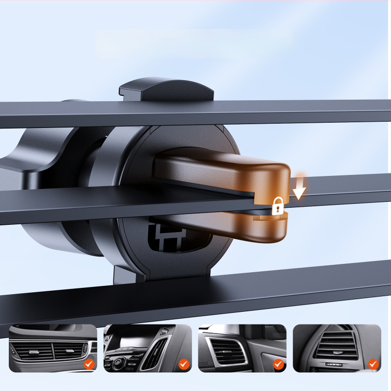 Joyroom Automašīnas tālruņa turētājs - mehānisks, pārnēsājams mini turētājs ventilācijas atverei un instrumentu panelim, ABS+PC