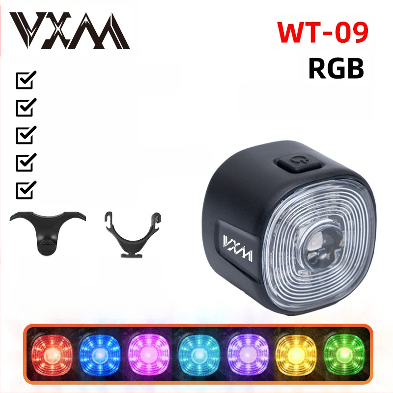 Zadné svetlo na bicykel s inteligentným senzorom a varovným brzdovým režimom, USB nabíjanie, 250 mAh batéria, 6 režimov, VXM