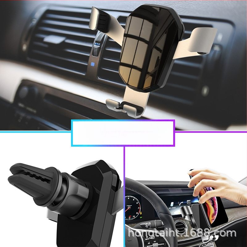 Kovový držiak na telefón do auta s gravitačným mechanizmom pre výduch vzduchu – univerzálny, model 610