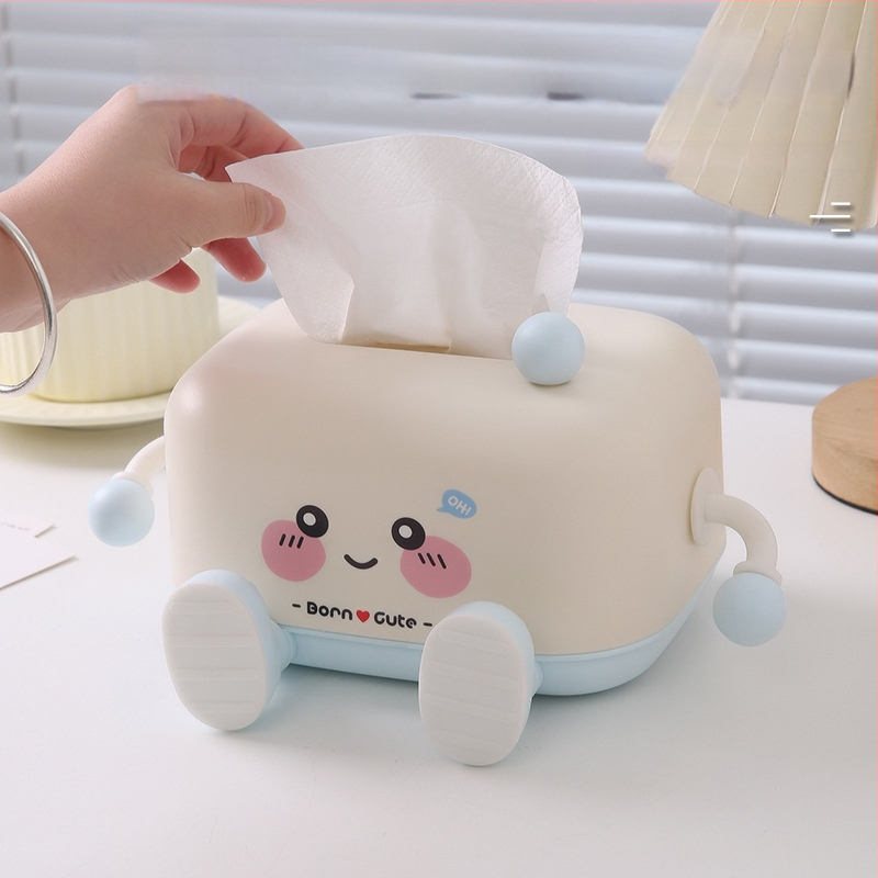 Plastová krabička na vreckovky s ťahacím mechanizmom a podstavcom na telefón – viacúčelová do auta, obývačky a kúpeľne