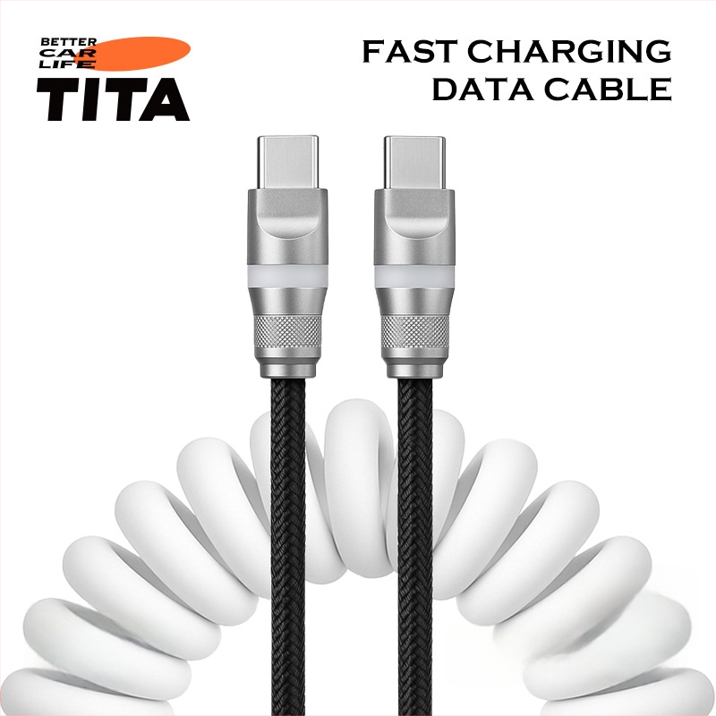 TITA USB-C automobilių duomenų kabelis, ištraukiamas, pintas, 60W PD