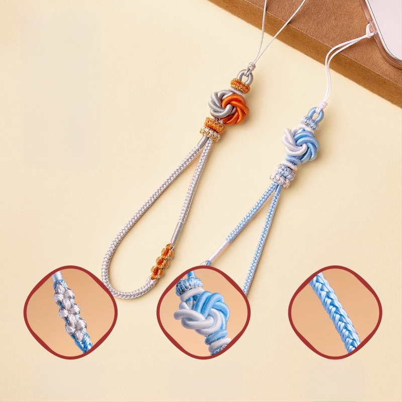 Ručne tkaný mandala náramok na telefón s rastlinným a kvetovým vzorom — Materiál: šnúra; Technika: ručné pletenie; Pôvod: Lianyungang; Pôvodný dizajn